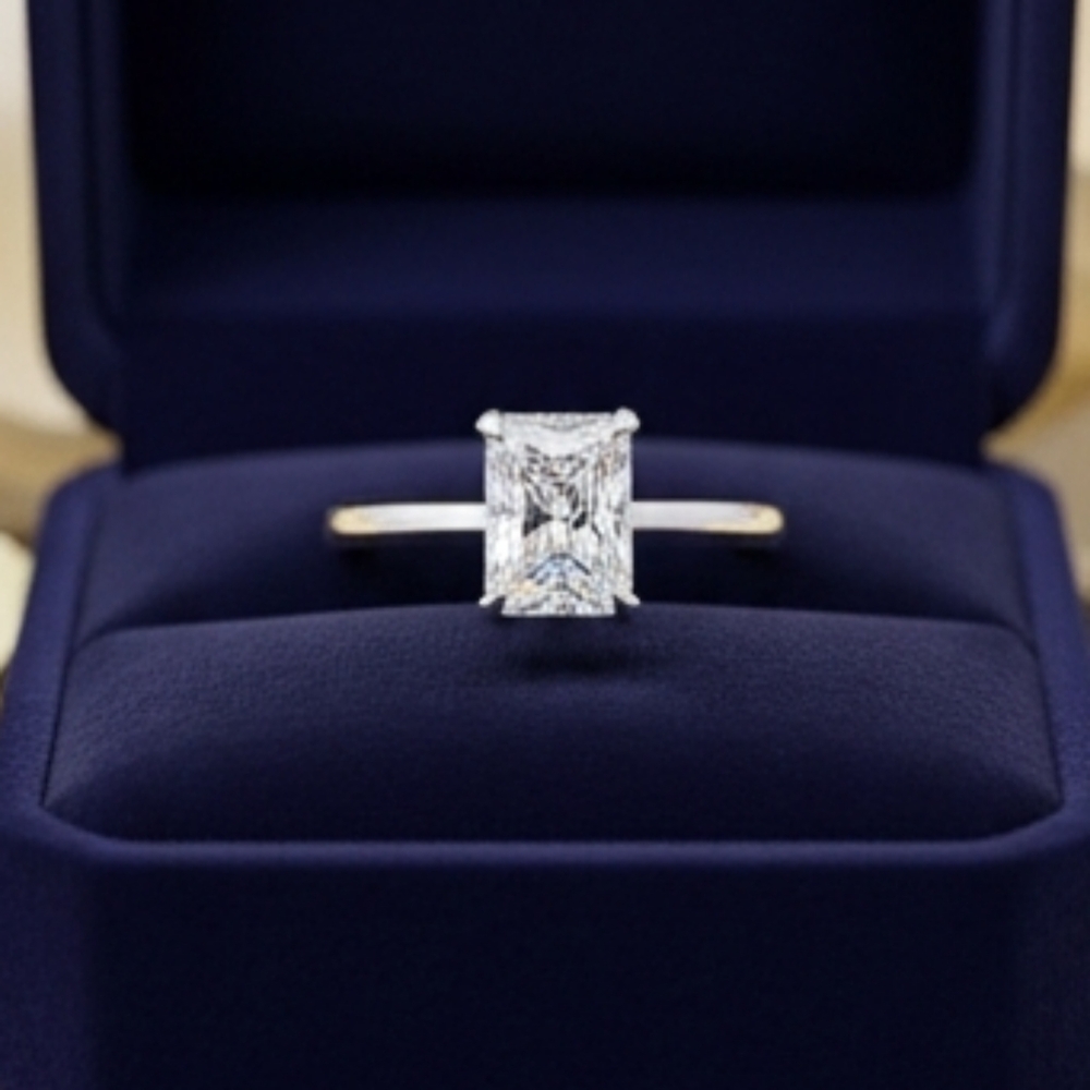 Moissanite 1CT Radiant Solitaire Engagement Ring